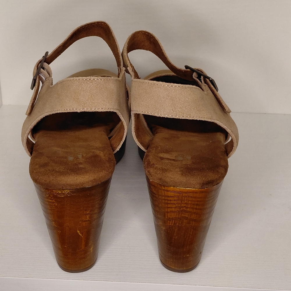 White Mountain Taupe Suede Platform Clog with Ankle Strap - Picture 5 of 16
